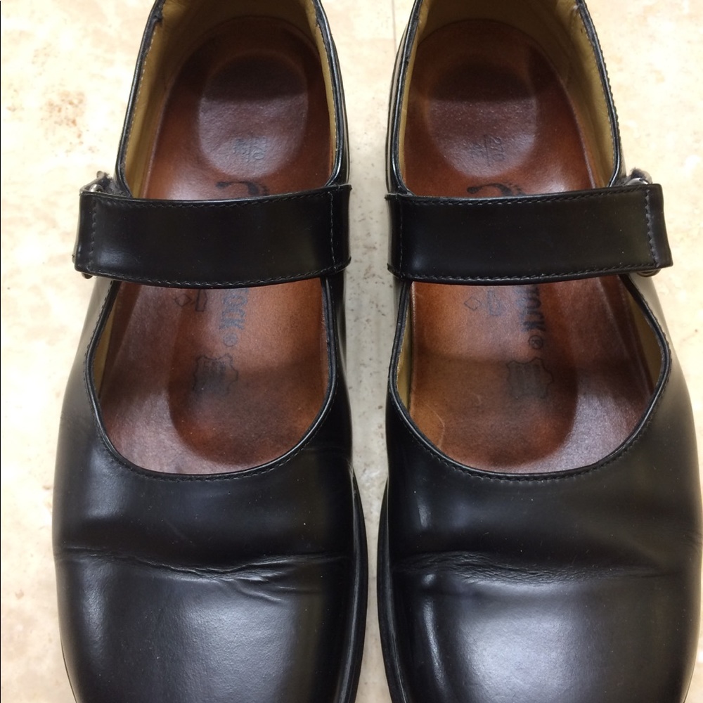 Birkenstock Mary Janes in black.